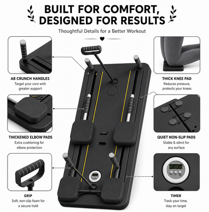 5-in-1 Foldable Pilates Reformer Board with Timer – Portable Full Body Home Gym